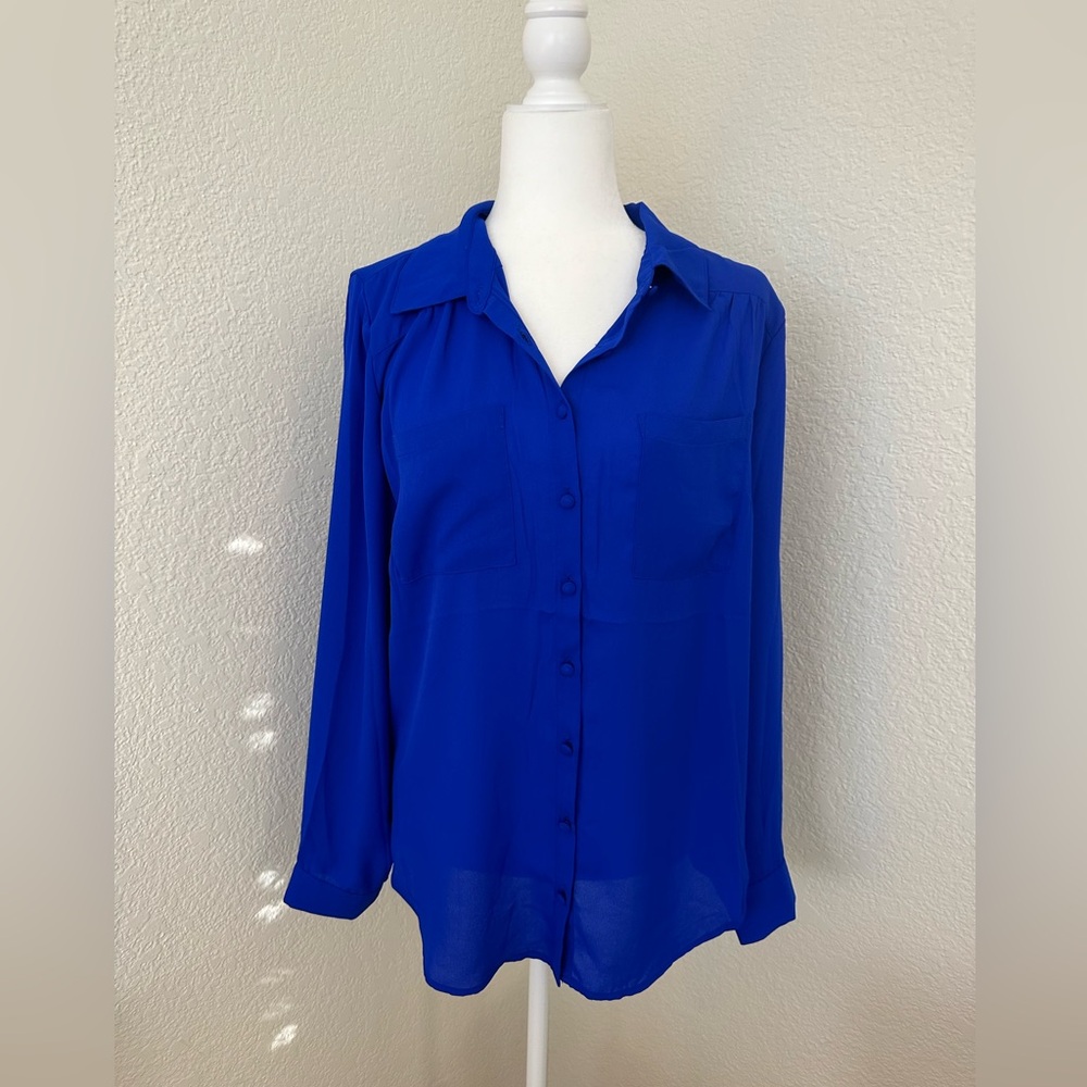 NWT TORRID BLUE BUTTON DOWN TOP BLOUSE TORRID SIZE O (SIZE 12 - L)